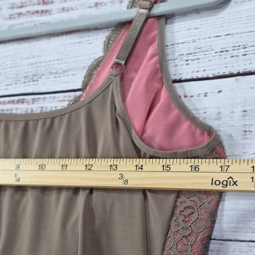Rhonda Shear Camisole Womens 3X Taupe Mauve Excellent Lace Trim V-Neck Cami - Picture 10 of 10